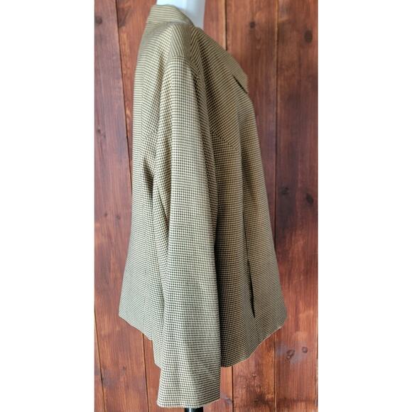 Vintage Joan Leslie Women Plus 24W Houndstooth Blazer Tan Black Shoulder Pad Zip - Picture 6 of 12